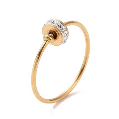Crystal Rhinestone Flat Round Finger Ring