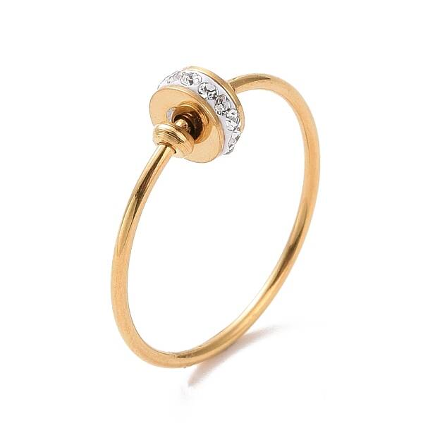Crystal Rhinestone Flat Round Finger Ring