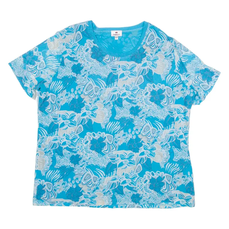 KINGFIELD Womens Shirt Top Blue Floral 2XL