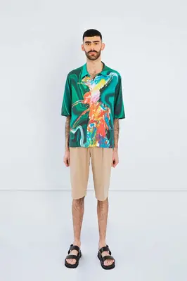 Cuban Collar Shirt in Paint Splash Print | Size: S