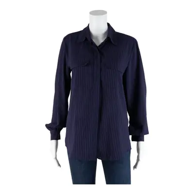 SHAVER LAKE Blouse Blue Collared Striped Long Sleeve Womens S