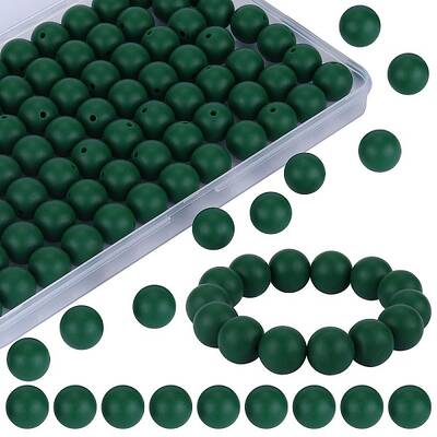 80Pcs Round Silicone Focal Beads