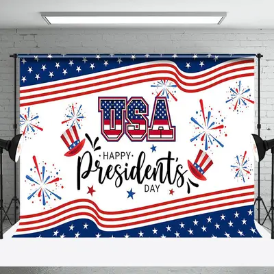 Festive Sparke Usa Flag Happy Presidents Day Backdrop - Aperturee