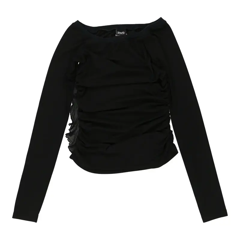 Dolce & Gabbana Sheer Long Sleeve Top - Medium Black Polyester | Size: medium