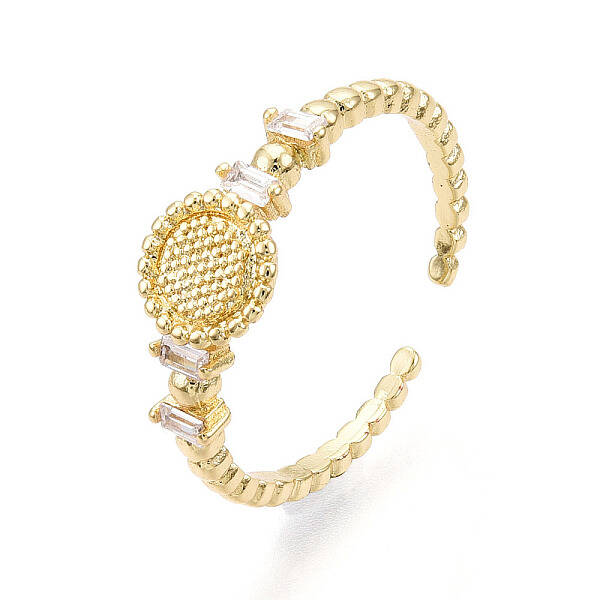 Brass Micro Pave Clear Cubic Zirconia Cuff Rings for Women