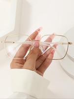 Metal Stylish Square Frames Eyeglasses, Classic Fashion Glasses, Fashionable Clear Lenses Eyeglasses for Men & Women, Thin Gl...
