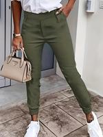 Women's Solid Elastic Waist Pants, Casual Pocket Design Trousers for Everyday Daily Outdoor Wear, Women's Bottoms for All Sea...