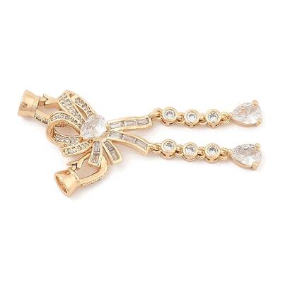 Brass Micro Pave Clear Cubic Zirconia Fold Over Clasps