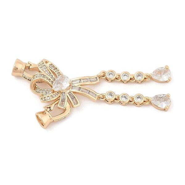Brass Micro Pave Clear Cubic Zirconia Fold Over Clasps