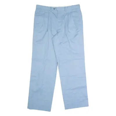 MCGREGOR Pleated Mens Trousers Blue Regular Straight W36 L30