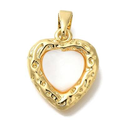 Brass Pave Natural White Shell Pendants