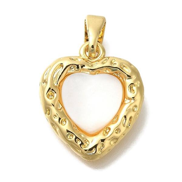 Brass Pave Natural White Shell Pendants
