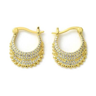 Brass with Cubic Zirconia Hoop Earrings