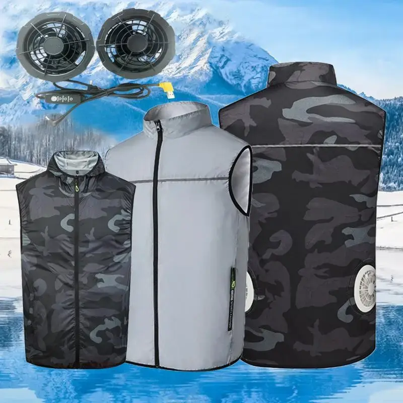 Cooling Fan Vest, Air Conditioning Vest with 3-level Fan, Inflatable Jacket, Suitable for Welders, Ironworkers, Postmen and M...
