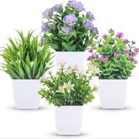 Artificial Potted Plant, 4 Counts Mini Faux Potted Flowers, Decorative Plants for Home Room Farmhouse Bathroom Decor Indoor, ...