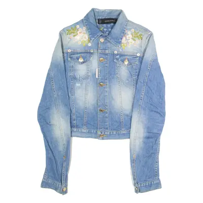 DSQUARED2 Womens Denim Jacket Blue Floral M