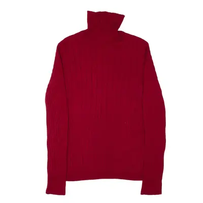 PREVIEW INTERNATIONAL Jumper Red Tight Knit Roll Neck Womens L