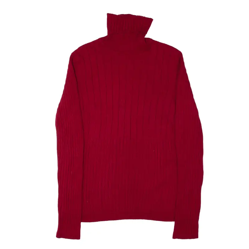PREVIEW INTERNATIONAL Jumper Red Tight Knit Roll Neck Womens L