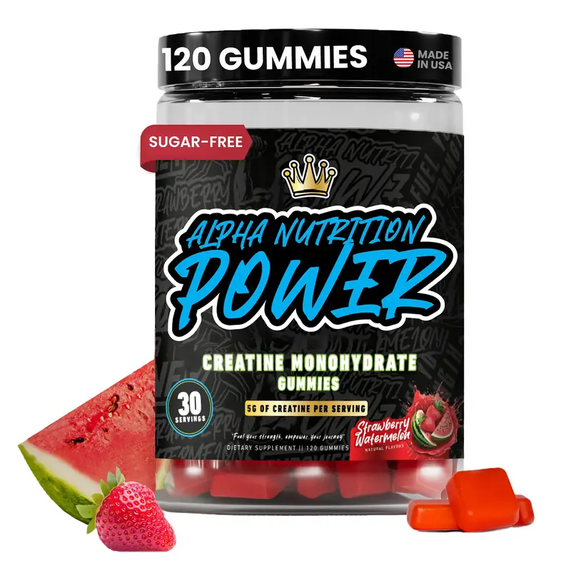 Creatine Monohydrate Gummies 5g - Alpha Nutrition Power Supplements - Supports Muscle Gain, Energy, Pre and Post Workout, Foc...