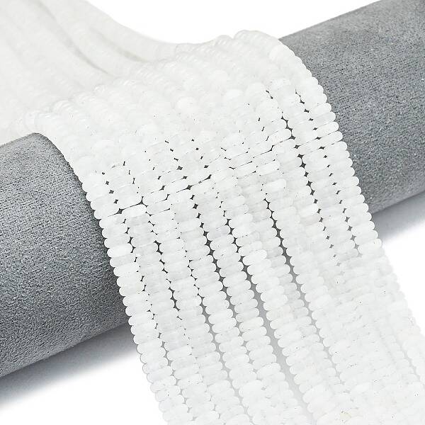 Frosted Natural White Jade Beads Strands