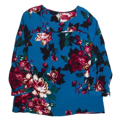 JOULES Womens Printed Blouse Blue Long Sleeve Floral UK 14