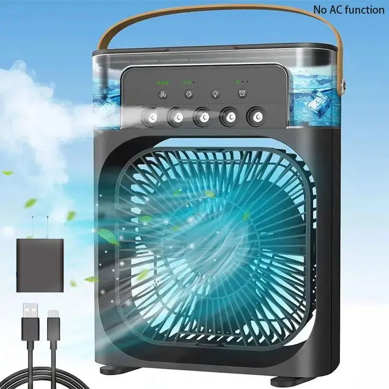 Mini Air Cooler Fan with Spray Mist & 7-color LED Night Light, USB Powered Air Cooler Fan with 3 Wind Speeds, Suitable for Ho...