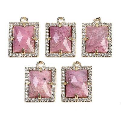 Natural Rhodonite Faceted Rectangle Pendants