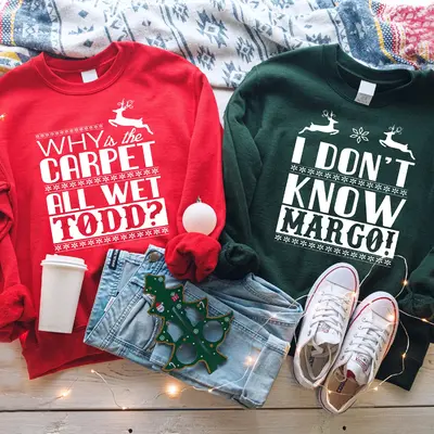 Christmas Vacation Todd And Margo Sweatshirt, Couple Christmas Shirts, National Lampoon Christmas Wife and Husband Matching T...