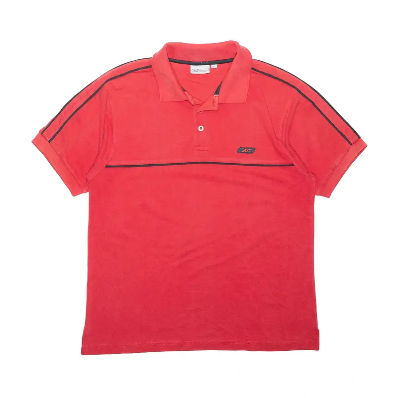 REEBOK Sports Red Short Sleeve Polo Shirt Mens L