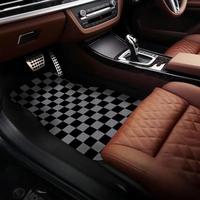 Car Floor Mat, Checkerboard Pattern Car Front & Rear Floor Mat, Universal Car Interior Decoration Accessories for Men and Wom...