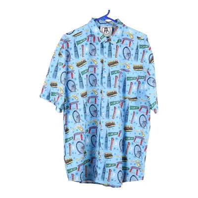 Tropical Bros Graphic Short Sleeve Shirt - XL Blue Polyester Blend