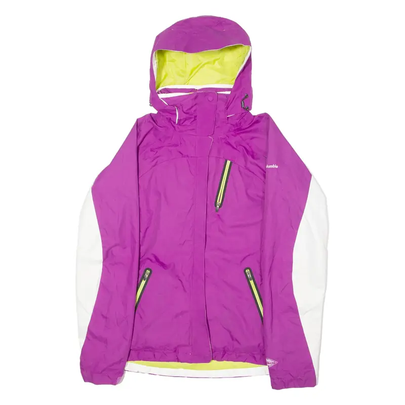 COLUMBIA Womens Ski Jacket Purple Hooded Colourblock M