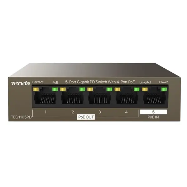 TEG1105PD Tenda 5-Port Gigabit PD Switch With 4-Port PoE