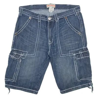 TRUE RELIGION Mens Cargo Shorts Blue 2XL W40