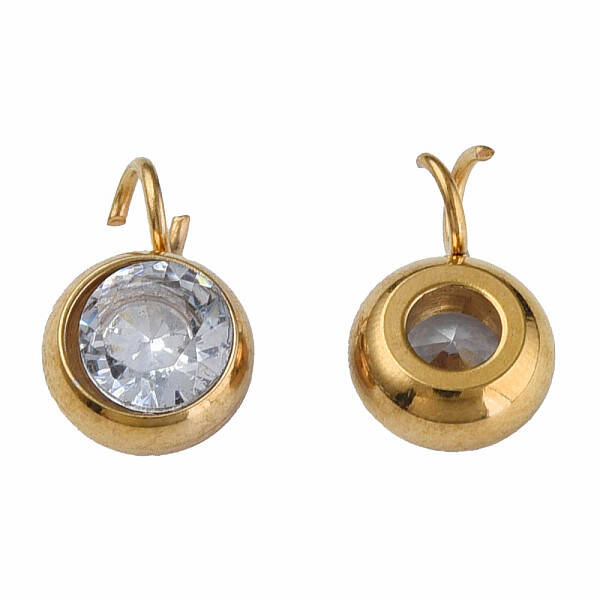 201 Stainless Steel Clear Cubic Zirconia Charms
