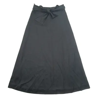 Belted Womens A-Line Skirt Black Long M