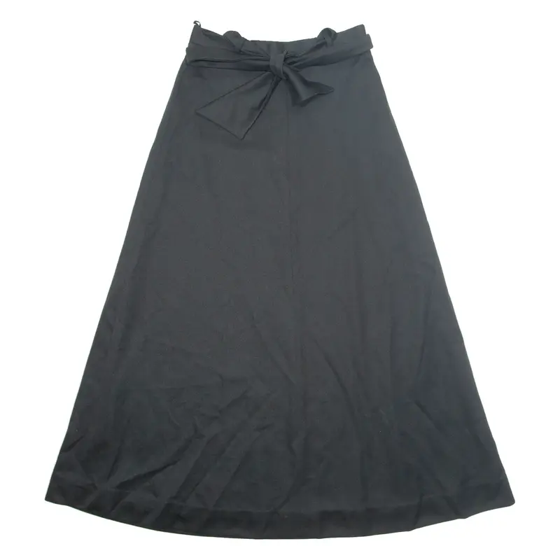 Belted Womens A-Line Skirt Black Long M