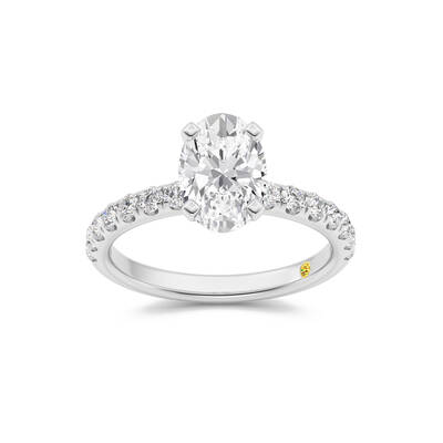 Maya Scalloped Pavé Half Coverage Oval Lab Grown Diamond Engagement Ring | White Gold 1 1/2 - 4 3/4 CT. TW.