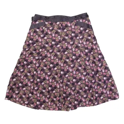 MONSOON Belted Womens A-Line Skirt Purple Knee Length Corduroy Floral UK 8