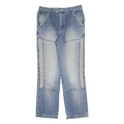 COYOTE Mens Jeans Blue Regular Straight Stone Wash W32 L32