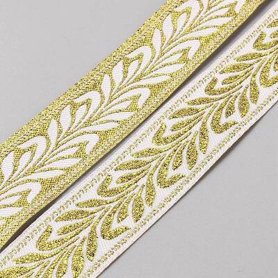 10Yards Ethnic Style Polyester Leaf Jacquard Ribbons