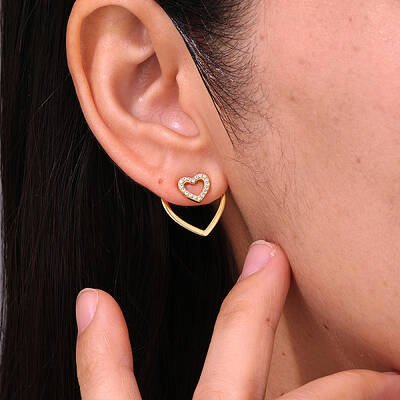 Brass Pave Clear Cubic Zirconia Stud Earrings