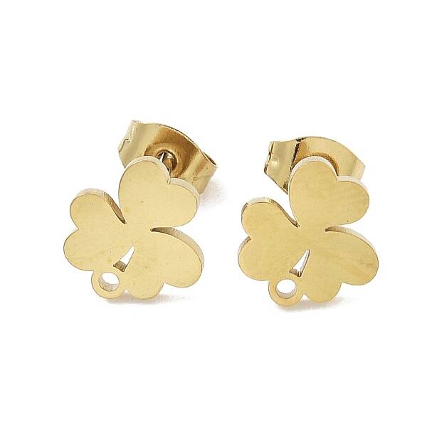 Clover Ion Plating(IP) 304 Stainless Steel Stud Earring Findings