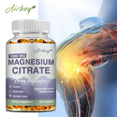 Magnesium Citrate 1000 mg - Max Absorption Magnesium Powder Capsules, High Absorption Citrate Complex, Gluten Free, Non-GMO