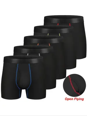 Boy's Solid Color & Letter Tape Boxer Brief, Breathable Comfy Underwear for Daily Wear, Boy's Underwear for All Seasons, Soft...