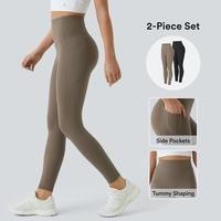 Halara 2-Piece SoCinched High Waisted Tummy Control Side Pocket Shaping Training UltraSculpt Leggings Set Yoga Pants #Outdoor...