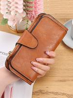 Women's Fashionable Solid Color Long Wallet, Multi-functional Multi-card Position Wallet, Casual Trendy Versatile High-qualit...