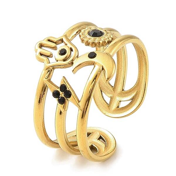 Ion Plating(IP) 304 Stainless Steel Open Cuff Ring for Women