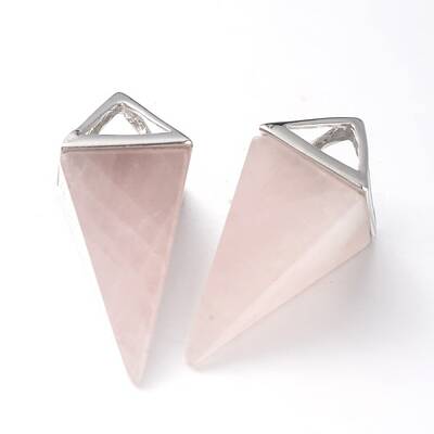 Natural Rose Quartz Point Pendulum Pendants