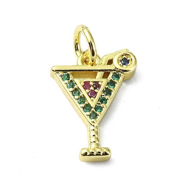 Brass Micro Pave Colorful Cubic Zirconia Pendants